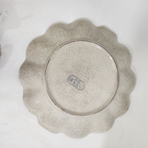 Vintage Japanese Kutani Porcelain Plate With Scalloped Edges & Hand-Painted Flor - Picture 4 of 4